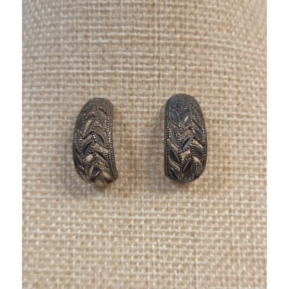 Vintage Art Deco Sterling Silver Vine J Hook‎ Dangle Earrings 925